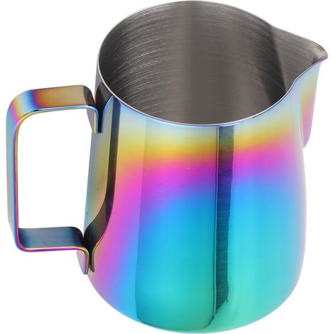 Pitcher Latte Art 350ml avec bec d'aigle et graduation - Fabrication lait à texture pour café, thé maison ou professionnel (Bar, Café) - En inox 304 coloré anti-gâchis, 1 pièce (1/5)