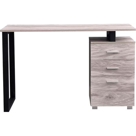 Scrivania con Cassettiera Tavolo Porta Pc Computer Acciaio Legno Ufficio Grigio (1/4)