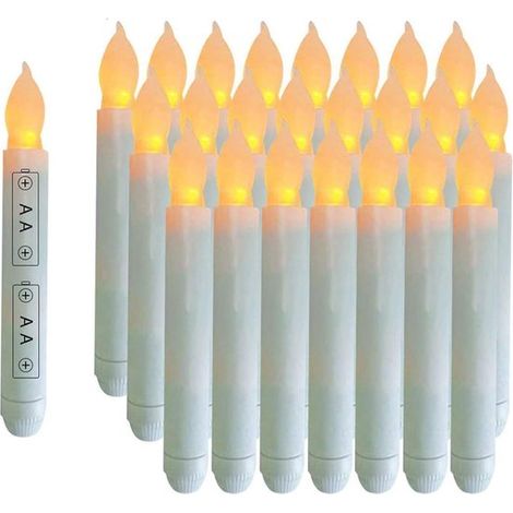 24er-Packung kegelförmige flammenlose LED-Kerzen batteriebetrieben elfenbeinfarben ideal für Hochzeiten Weihnachten und Partys 16 5 cm weißer 16,5 cm (1/5)