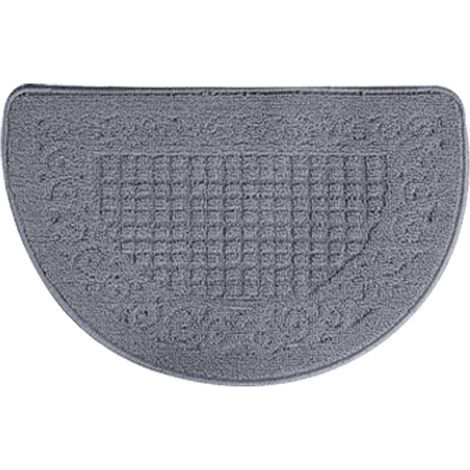 Paillasson Demi-Cercle Tapis de Sol Demi-Cercle Piège à Poussière Fibre de Polyester Forte Absorption Antidérapant pour Extérieur Intérieur Gris 48x78cm / 18.9x30.7in (1/5)