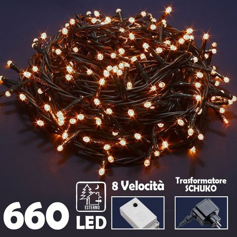 Trade Shop - LICHTERKETTE 660 LED-LEUCHTEN GLÜHWÜRMCHEN WARMWEISS MIT 8-FUNKTIONEN-CONTROLLER - (1/4)