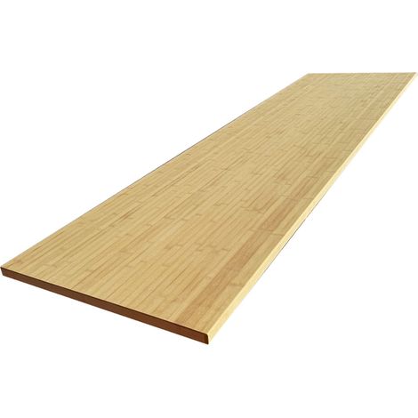Plan de travail bois massif Bambou Naturel lamellé collé L.250 X P.65 cm, Ep. 36 mm