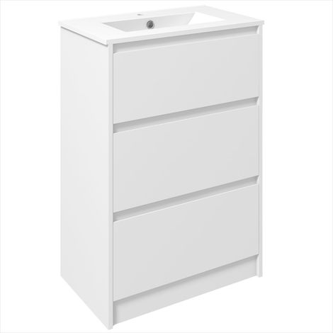 Meuble de salle de bain Meuble sous vasque 61 cm blanc laqué (1/5)