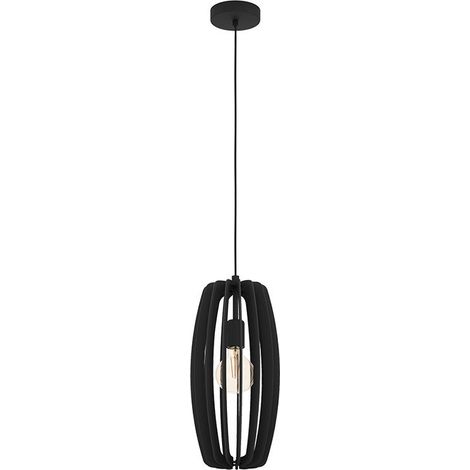 Lampada sospesa Bajazzara Wood Black E27 1x40W H: 110 cm Ø26 cm Dimmabile (1/3)