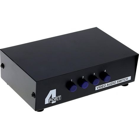 4-Port-AV-Video-Wahlschalter – 4 Eingänge, 1 Ausgang (Cinch) – Metallgehäuse, ohne Netzteil, für Fernseher, DVD-Player und Konsole (1/5)