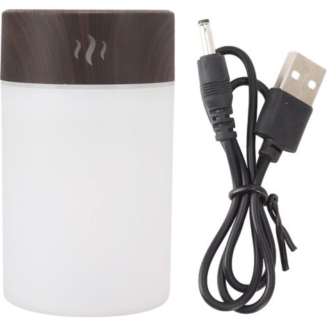 Humidificateur USB 260ml avec veilleuse LED multicolore et finition bois foncé pour bureau, chambre ou voiture (1/5)
