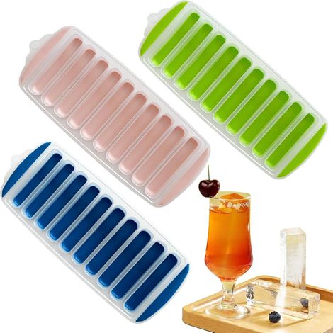 Lot de 3 moules à glaçons réutilisables en silicone pour la maison, les cocktails.