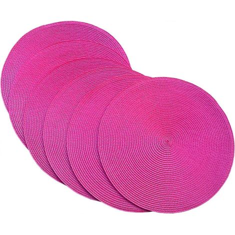 Set de 6 sets de table ronds en plastique à motif rose - Sets de table élégants et pratiques (1/4)
