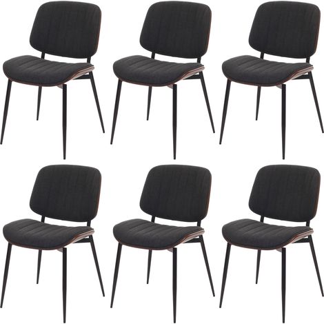 [NUNCA USADO] Juego de 6 sillas de comedor HHG-203, silla de cocina Silla, tejido de madera curvada (370 g/m²) Oeko-Tex MVG, aspecto nogal, gris oscuro (1/5)