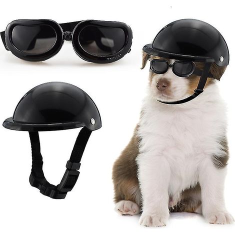 Casque ajustable pour animaux de compagnie avec lunettes de sécurité pour chien à moto