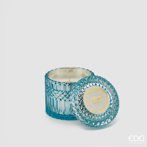 EDG Enzo De Gasperi Candela Crystal con Vaso + Scatola Regalo H 10,5 cm D 10,5 cm Azzurro (1/2)