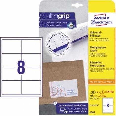 Universaletikett ultragrip 97 x 67,7 mm (B x H) Papier weiß 240 Etik./Pack. (1/5)