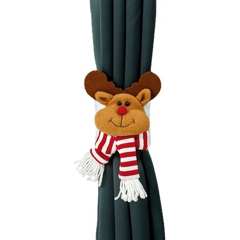 Anneau De Rideau Noel Creatif En Tissu Peluche Renne Decoratif Pour Fete 36X17 Cm-KZQ (1/3)