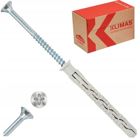 Chevilles De Cadre Klimas 8 x 140, Tete Fraisee PZ3, Lot De 50
