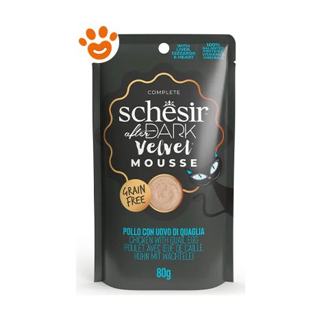 Schesir Cat After Dark Velvet Mousse con Pollo e Uova di Quaglia  - Schesir Cat After Dark Velvet Mousse con Pollo e Uova di Quaglia - Bustina Da 80 Gr