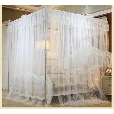 Moustiquaire pour Lits Simples et Doubles, Moustiquaire Lit Grand Moustiquaire Filet, Moustiquaire Baldaquin Intérieur et Extérieu, Sac de Transport, Installation Facile et Rapide Blanc 1,5 m X 2,2 m (1/4)