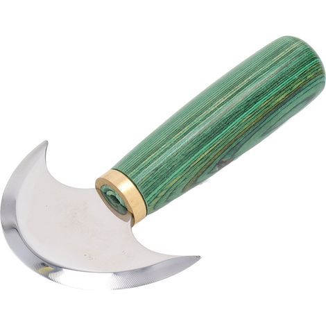 Rundmesser aus Leder, halbkreisförmig, handgefertigt, grün, kleine, doppelseitige Klinge, scharfer, polierter Griff, Schnitzwerkzeug (1/5)