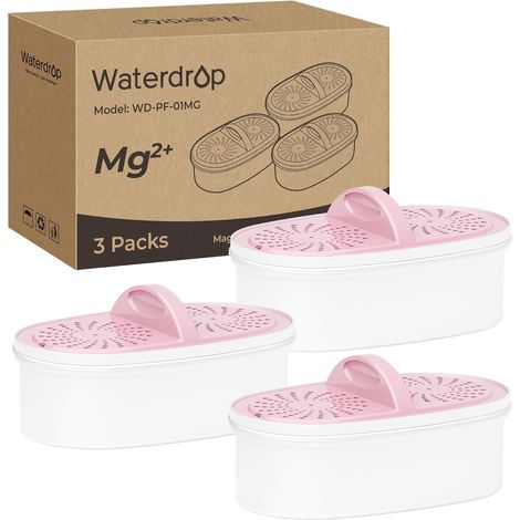 [Original] Waterdrop WD-PF-01 Filtres Magnésium De Remplacement pour Tous Les Waterdrop Pitcher et Dispenser, Protège Les Muscles, Renforce L’Immunité, Jusqu’à 2 Mois (Lot De 3) (1/5)