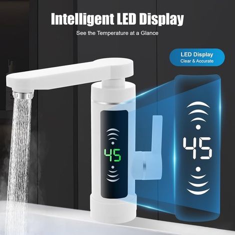 Elektrischer Wasserhahn, 3000 W, 250 V, Durchlauferhitzer, Direktheizung, um 360 Grad drehbarer elektrischer Küchenwasserhahn mit LED Beleuchtung (1/5)