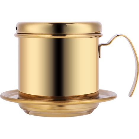 Filtre à café Réutilisable sans Papier, Filtre à café Vietnamien, Filtre Anti-goutte en Acier Inoxydable, Infuseur à café Vietnamien de Voyage pour le Bureau, la Maison (GOLD) (1/5)