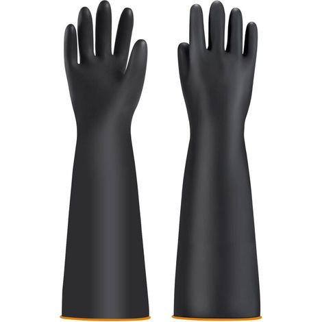 Men's Chemical Protective Gloves - Industrial Chemical Gloves - Waterproof Long Gloves - Bath Gloves - Acid and Alkali Resistant Work Gloves (55cm)