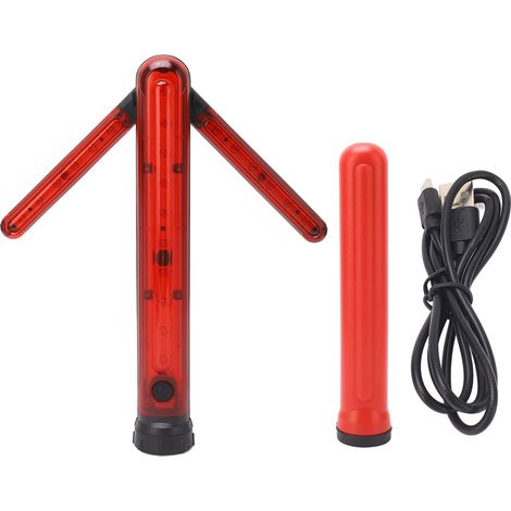 Ortviai Baton LED de Sécurité Routière avec Flèche de Direction, Aimanté, Rouge, Rechargeable USB, 3 Modes