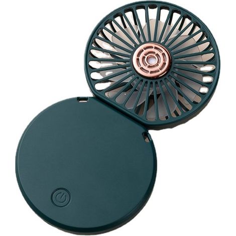 Mini ventilador portátil USB recargable，pequeño ventilador de mesa plegable de 3 velocidades，silencioso y potente，color verde oscuro