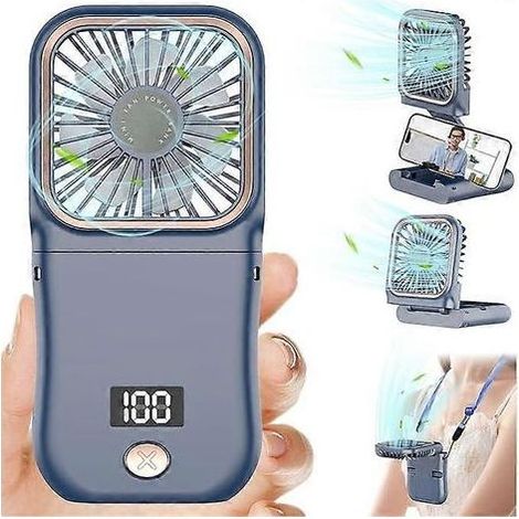 Online Store - Mini ventilateur portable à main, rechargeable par USB et pliable, petit ventilateur portable à 3 vitesses, puissant ventilateur portable pour le bureau et l'extérieur (bleu). (1/5)