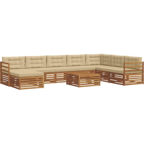 Set di divani da esterno 9 pz Naturale e Beige vidaXL (1/5)