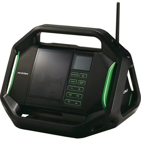 Hikoki – Radio de chantier sans fil 14.4-18V – Alimentation secteur – FM/AM avec antenne caoutchouc – Emplacement smartphone USB