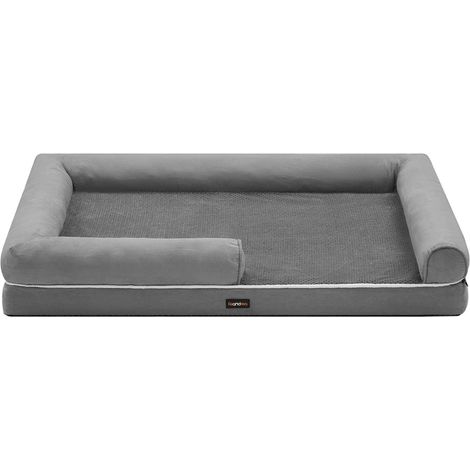 Panier pour chien orthopédique canapé lit pour animaux rembourrage moelleux bords rehaussé housse amovible et lavable 91 x 71 x 25 cm antidérapant gris clair (1/5)