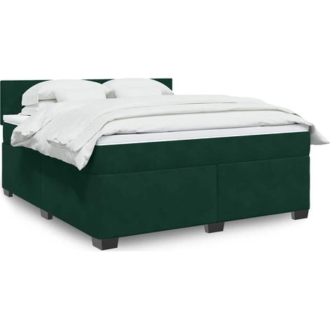 Boxspringbett mit Matratze Dunkelgrün 180x200 cm Samt