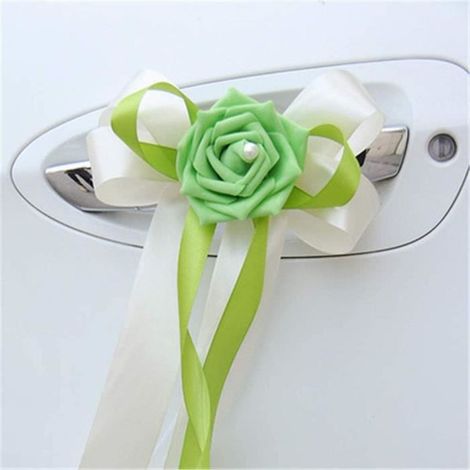 10 Noeuds Papillons Voiture Décoration Mariage Fleur Simulation Satin Une Variété Couleurs (Vert)[686] (1/4)