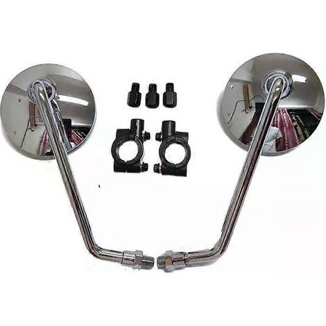 Rétroviseurs latéraux décoratifs universels pour motos de 100 à 800 cm³, ronds et chromés noirs, 10 mm de diamètre. (1/5)