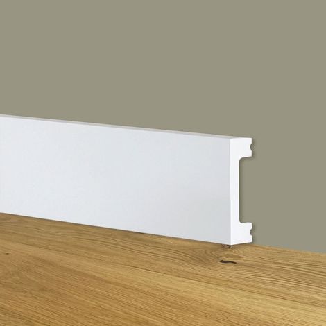 Battiscopa SQUADRATO BIANCO Passacavo 50x13mm in POLIMERI - Polistrutturato (prezzo al metro)