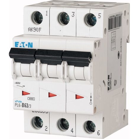 Interruttore automatico di sovracorrente 6kA PL6-C63/3