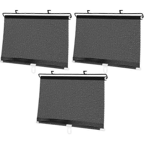 Lot de 3 pare-soleil latéraux de voiture, pare-soleil rétractables pour pare-brise avec ventouses pour une protection thermique optimale. (1/4)