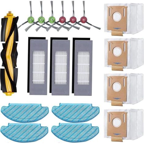 Lot de 18 Accessoires de Rechange pour aspirateur Ecovacs Deebot N8/ N8+/ N8 Pro/ N8 Pro+/ OZMO T8/ T8+/ T8 AIVI/ T8 AIVI+/ T9/ T9+, 4 , 3 filtres, 4 Sacs poussire, 1 Brosse Principale, 6 (1/5)