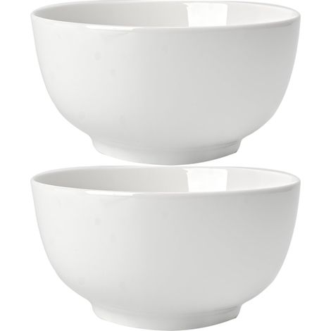Lot de 2 grands bols de service de 20,3 cm, grands bols à salade de 1814,4 g en céramique blanche pour céréales, soupes, pâtes, fruits, Pho, passent au lave-vaisselle et au micro-ondes, plats (1/5)