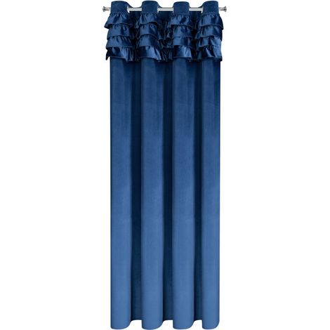 Cortina con volantes de terciopelo 140x250 ERIN azul marino Eurocurtains en cruz 1 pieza. (1/5)