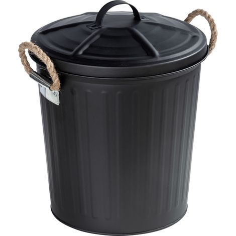 WENKO Pattumiera per Bagno Design Gara, piccola pattumiera da bagno capacità 6L, in acciaio, 24x28,5x23 cm, colore nero