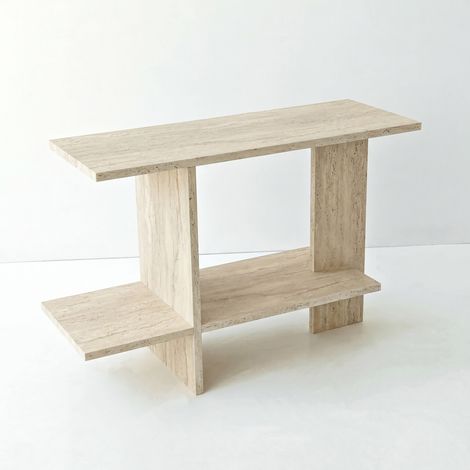 Table d'appoint en bois "Essenziale" - 80 x 30 x 55 cm - Travertin (1/4)