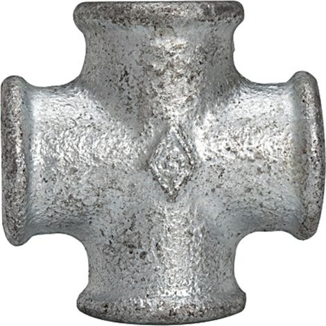 Riegler Kreuzstück 180, 4 x IG, Rp 1 1/2, schwarzer Temperguss feuerverz. (1/2)