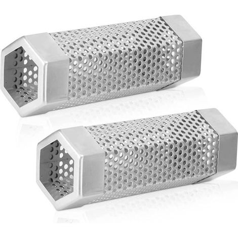 Rauchrohr - Edelstahl - 2 Stück - Kompatibel mit allen Grills - Sechseck-Design - Edelstahl 304