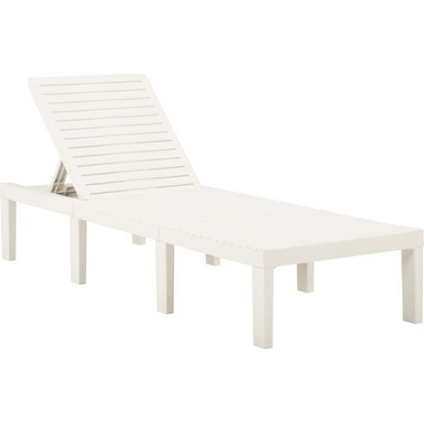 Sunlounger  White  Plastic  195 x 65 x 32 cm  Adjustable Backrest vidaXL