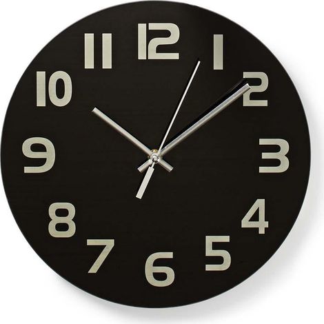 Nedis CLWA006GL30BK Orologio da parete nero 30 cm (1/5)
