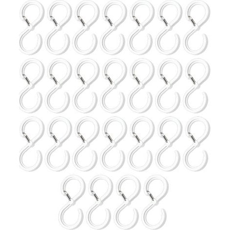 Crochets en S pour ustensiles de cuisine et tringle de placard, boucle de sécurité robuste et antirouille – Blanc (1/5)