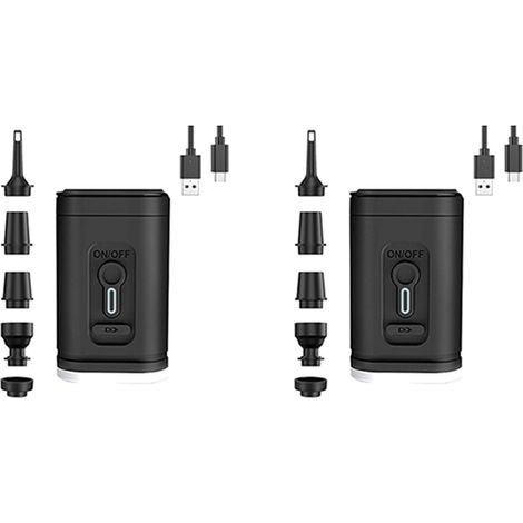 2X Pompe à Air Électrique avec Lumières Compresseur d'air sans Pompes de Gonflage/Dégonflage de Charge USB pour Camping en Plein Air -A (1/5)