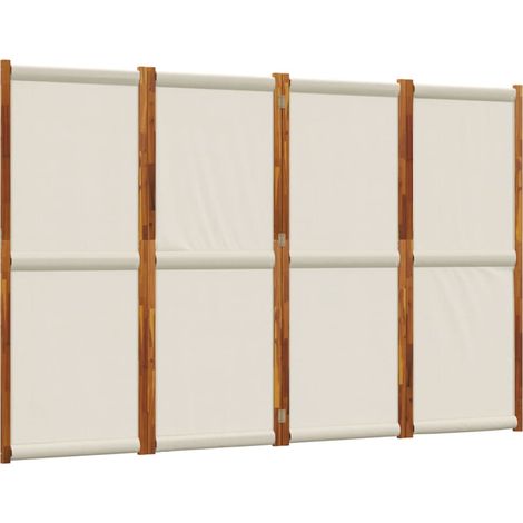 Paravento divisorio 4 pannelli 280 x 180 cm tessiline grigio e legno DEC030865