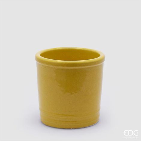 EDG, VASO GLAZE CILINDRO IN CERAMIC, GIALLO, VASI FIORIERE